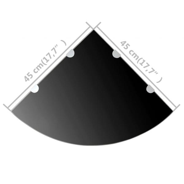 Eckregale 2 Stk. mit Verchromten Halterungen Glas Schwarz