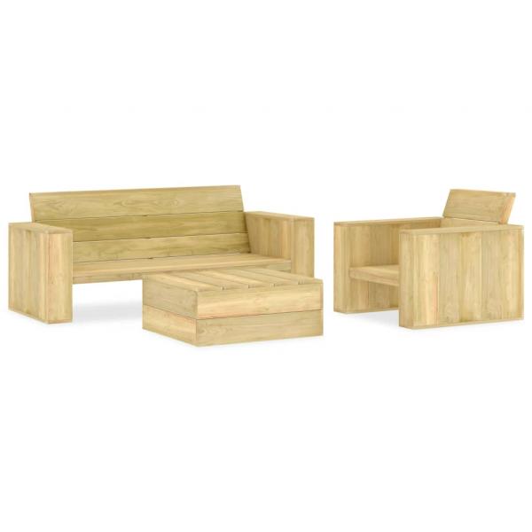 ARDEBO.de - 3-tlg. Garten-Lounge-Set Kiefernholz Imprägniert