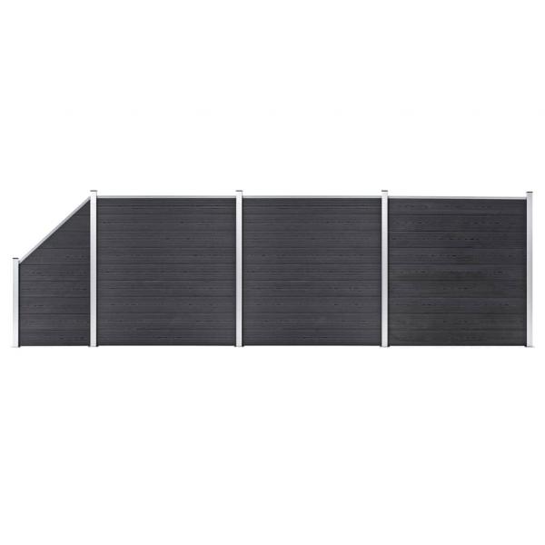 ARDEBO.de - WPC Zaun-Set 3 Quadrate + 1 Schräge 619x186 cm Grau