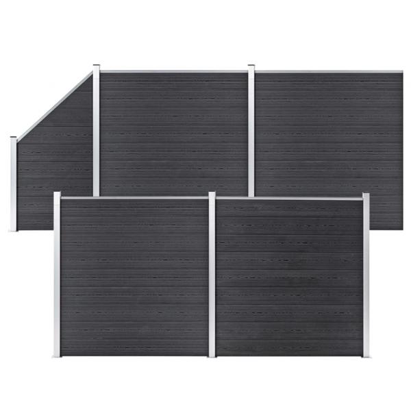 ARDEBO.de - WPC Zaun-Set 4 Quadrate + 1 Schräge 792x186 cm Grau