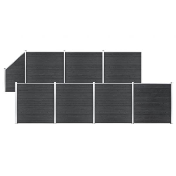 ARDEBO.de - WPC Zaun-Set 7 Quadrate + 1 Schräge 1311x186 cm Grau