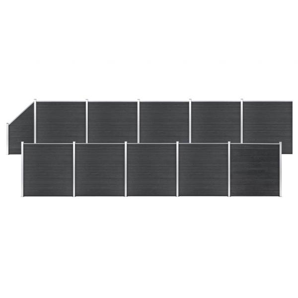 ARDEBO.de - WPC Zaun-Set 10 Quadrate + 1 Schräge 1830x186 cm Grau