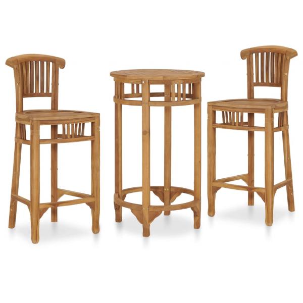 ARDEBO.de - 3-tlg. Gartenbar-Set Teak Massivholz 