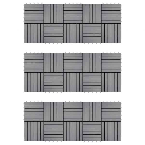 Terrassenfliesen 30 Stk. Grau 30 x 30 cm Massivholz Akazie