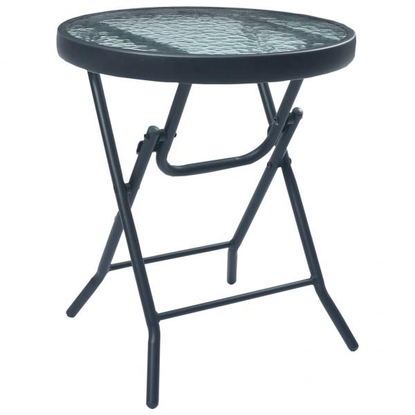 3-tlg. Bistro-Set Grau Stahl