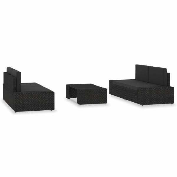 5-tlg. Garten-Lounge-Set Poly Rattan Schwarz