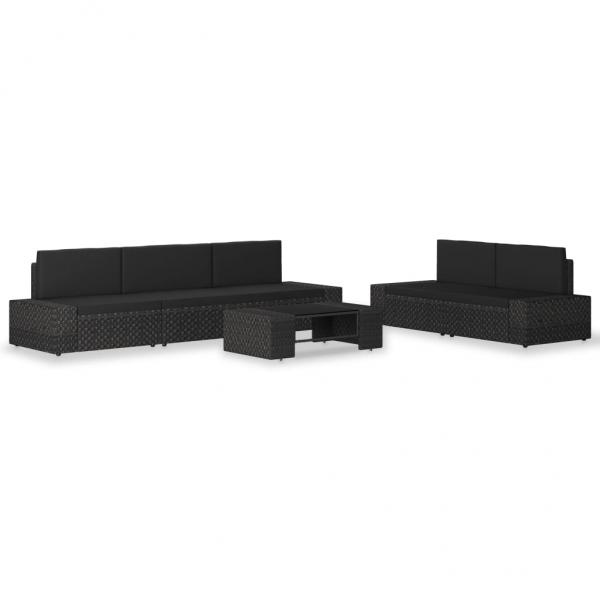 ARDEBO.de - 6-tlg. Garten-Lounge-Set Poly Rattan Schwarz