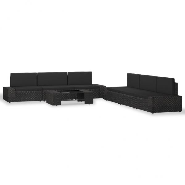 ARDEBO.de - 7-tlg. Garten-Lounge-Set Poly Rattan Schwarz