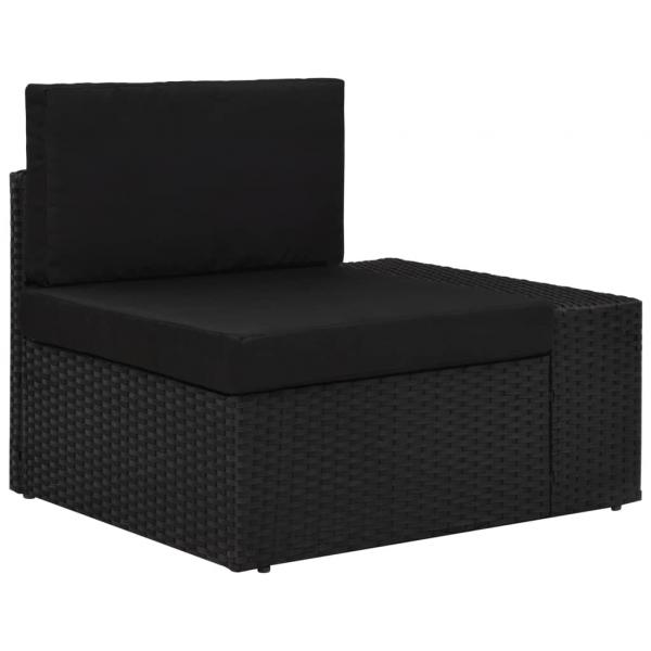 4-tlg. Garten-Lounge-Set Poly Rattan Schwarz