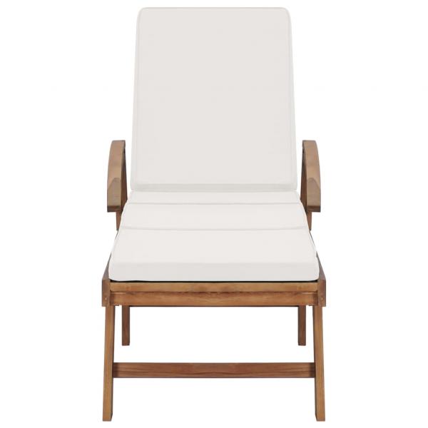 Sonnenliegen mit Auflagen 2 Stk. Massivholz Teak Creme