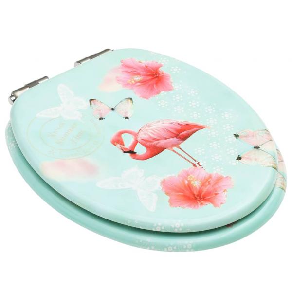 Toilettensitze Soft-Close-Deckel 2 Stk. MDF Flamingo-Design 