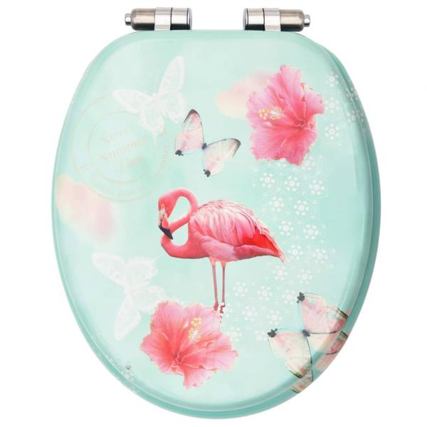 Toilettensitze Soft-Close-Deckel 2 Stk. MDF Flamingo-Design 