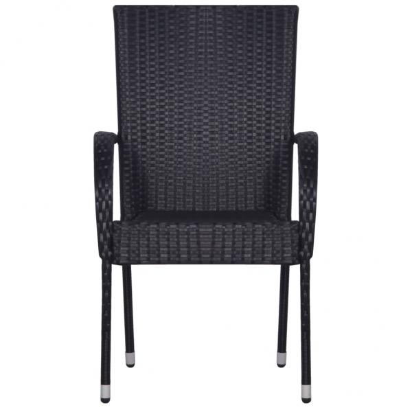 Stapelbare Gartenstühle 6 Stk. Poly Rattan Schwarz