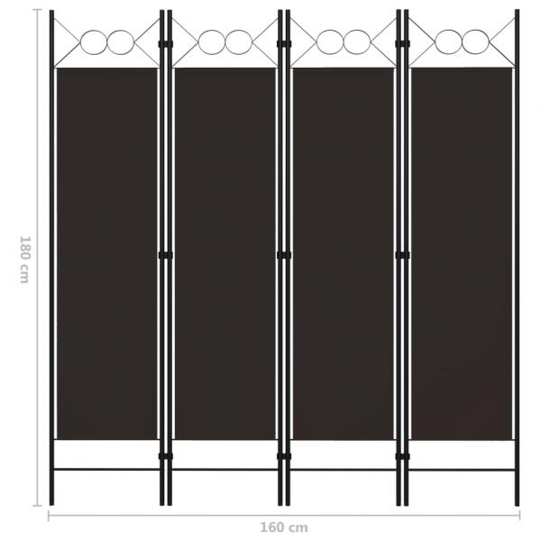 4-tlg. Raumteiler Braun 160 x 180 cm