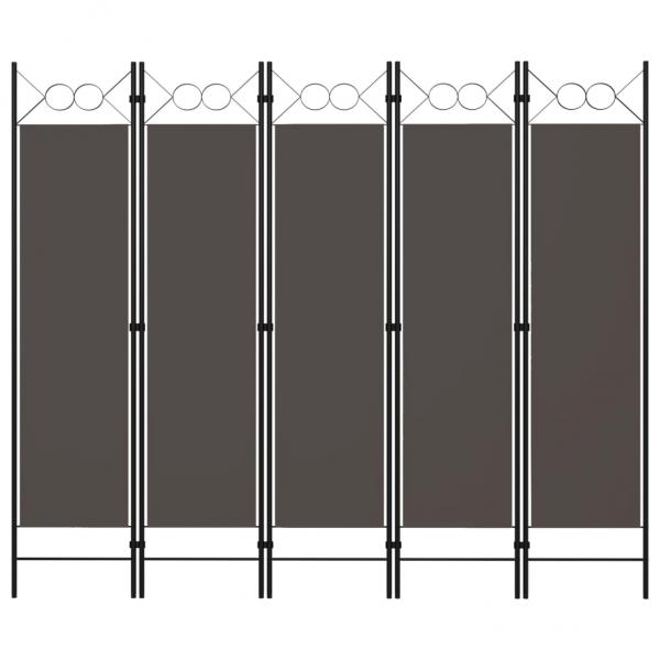 ARDEBO.de - 5-tlg. Raumteiler Anthrazit 200 x 180 cm 