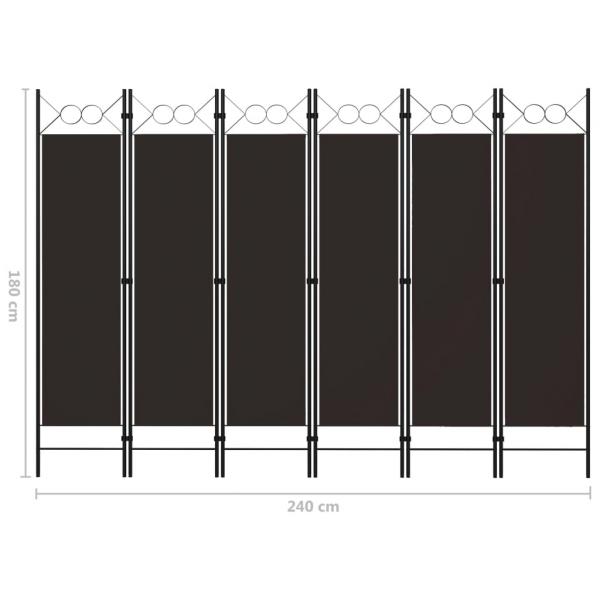 6-tlg. Raumteiler Braun 240 x 180 cm