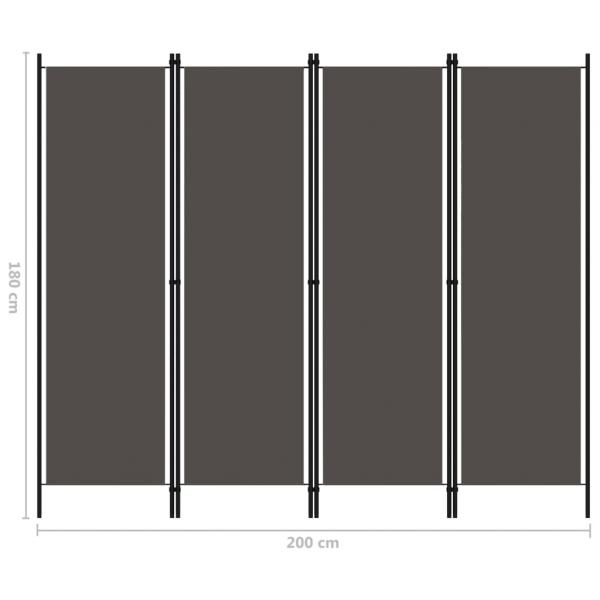 4-tlg. Raumteiler Anthrazit 200x180 cm 