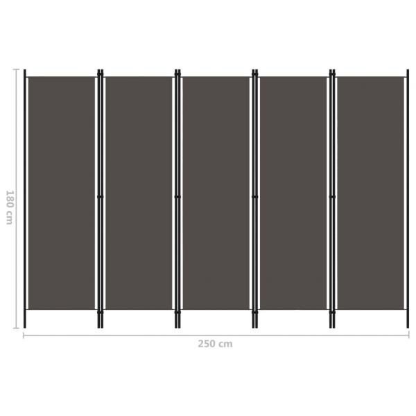 5-tlg. Raumteiler Anthrazit 250x180 cm