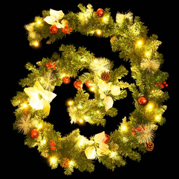 Weihnachtsgirlande mit LED-Lichtern Grün 2,7 m PVC