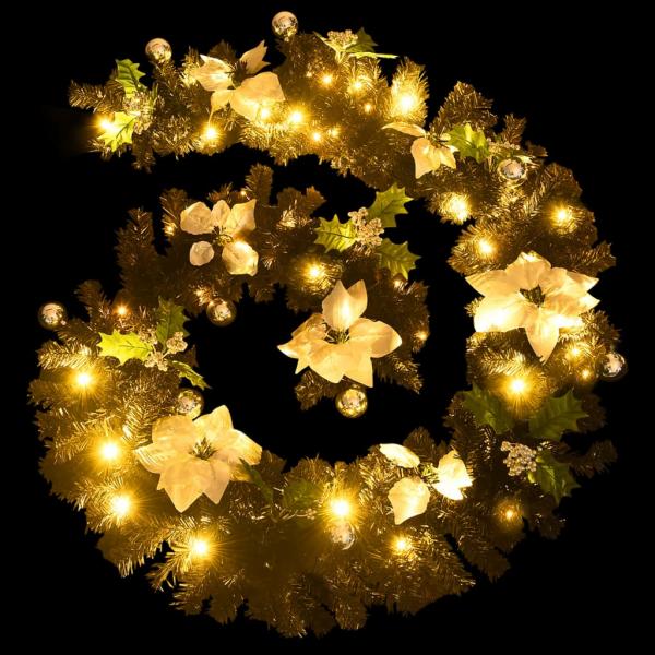 Weihnachtsgirlande mit LED-Lichtern Schwarz 2,7 m PVC