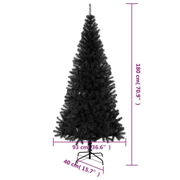 Künstlicher Weihnachtsbaum mit Ständer Schwarz 180 cm PVC