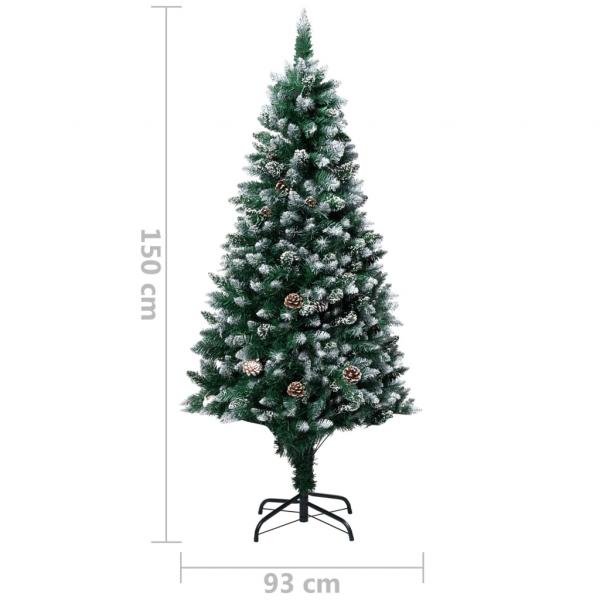 Künstlicher Weihnachtsbaum mit Zapfen und Schnee 150 cm