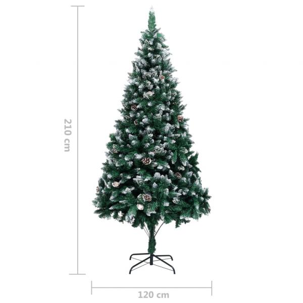 Künstlicher Weihnachtsbaum mit Zapfen und Schnee 210 cm