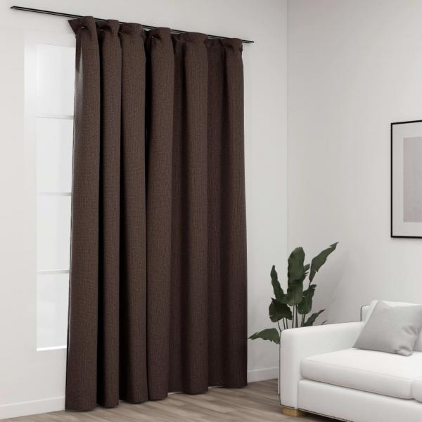 ARDEBO.de - Verdunkelungsvorhang mit Haken Leinenoptik Taupe 290x245 cm