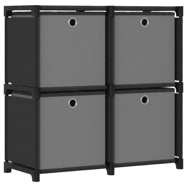 ARDEBO.de - Würfelregal mit 4 Boxen Schwarz 69x30x72,5 cm Stoff