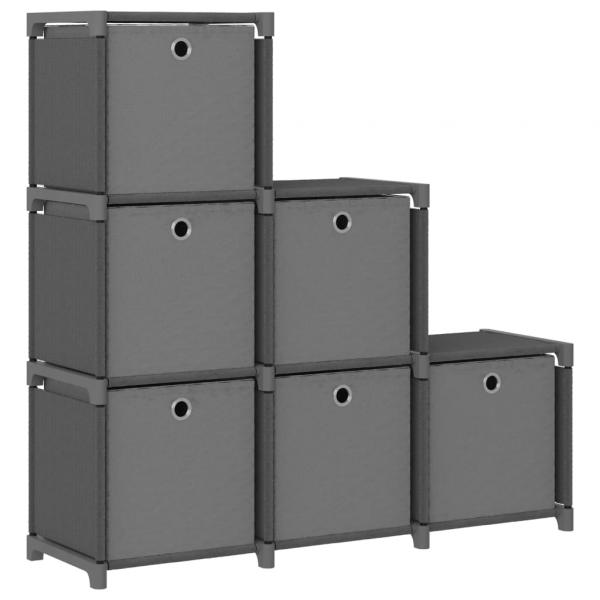 ARDEBO.de - Würfelregal mit 6 Boxen Grau 103x30x72,5 cm Stoff