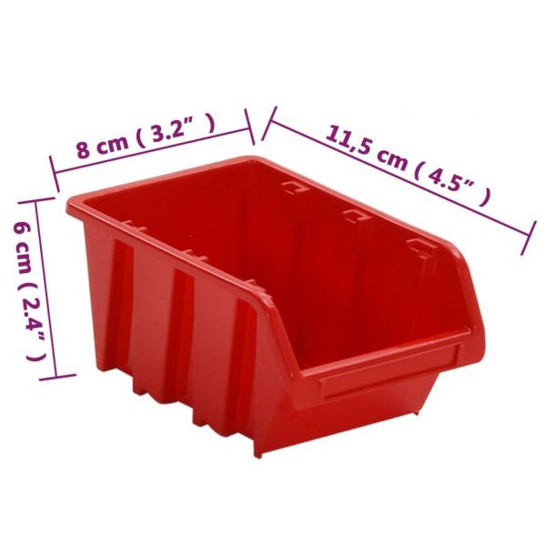 35-tlg Stapelboxen-Wandregal Rot & Schwarz 77x39cm Polypropylen