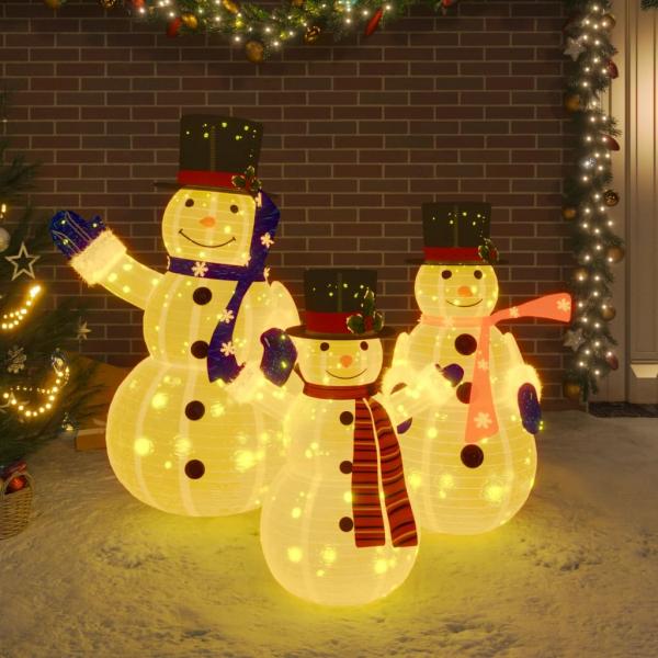 ARDEBO.de - LED-Schneemann Familie Weihnachtsfigur Luxus-Gewebe