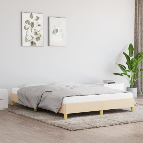 ARDEBO.de - Bettgestell Creme 160x200 cm Stoff