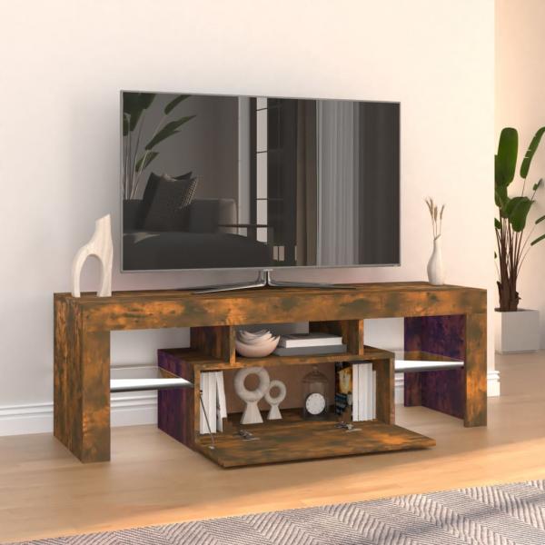 TV-Schrank mit LED-Leuchten Räuchereiche 120x35x40 cm