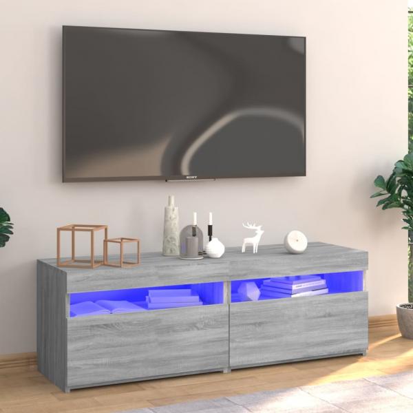 ARDEBO.de - TV-Schrank mit LED-Leuchten Grau Sonoma 120x35x40 cm