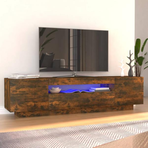 ARDEBO.de - TV-Schrank mit LED-Leuchten Räuchereiche 160x35x40 cm