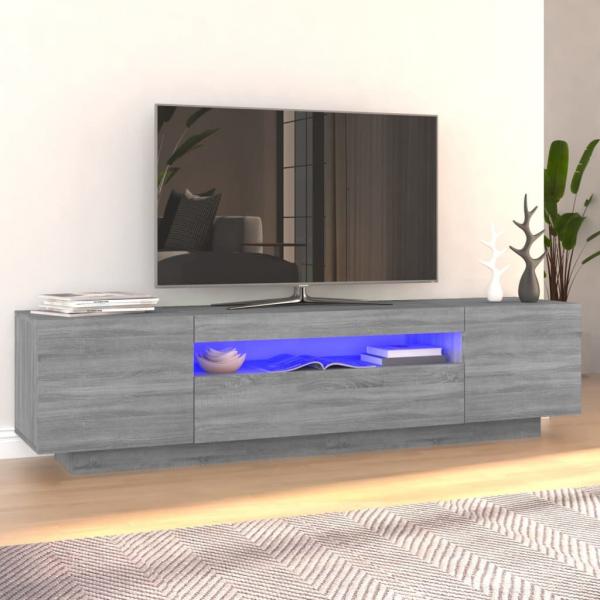 ARDEBO.de - TV-Schrank mit LED-Leuchten Grau Sonoma 160x35x40 cm