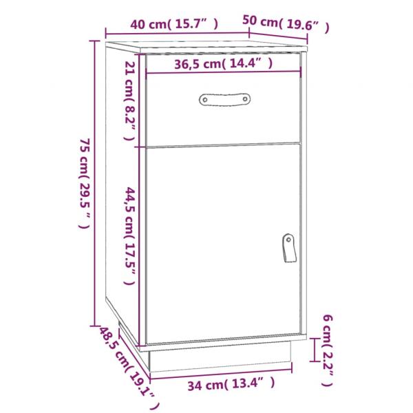 Schreibtisch-Schrank Weiß 40x50x75 cm Massivholz Kiefer