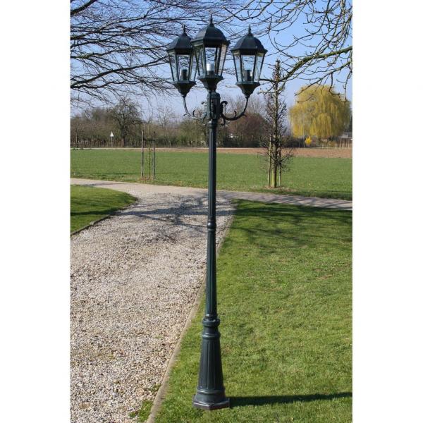 Gartenlaterne 3-flammig 230 cm Dunkelgrün/Schwarz Aluminium