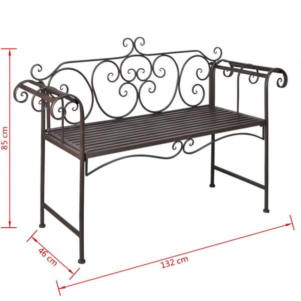 Gartenbank 132 cm Stahl Antik Braun