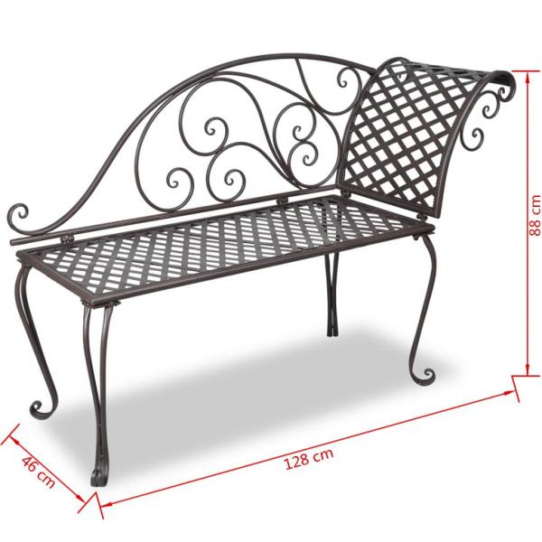 Garten-Chaiselongue 128 cm Stahl Antik Braun