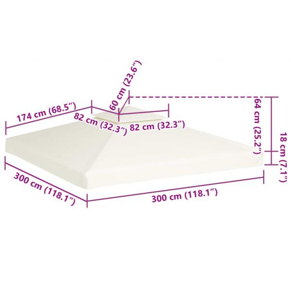 Pavillon-Ersatzdach 310 g/m² Cremeweiß 3x3 m