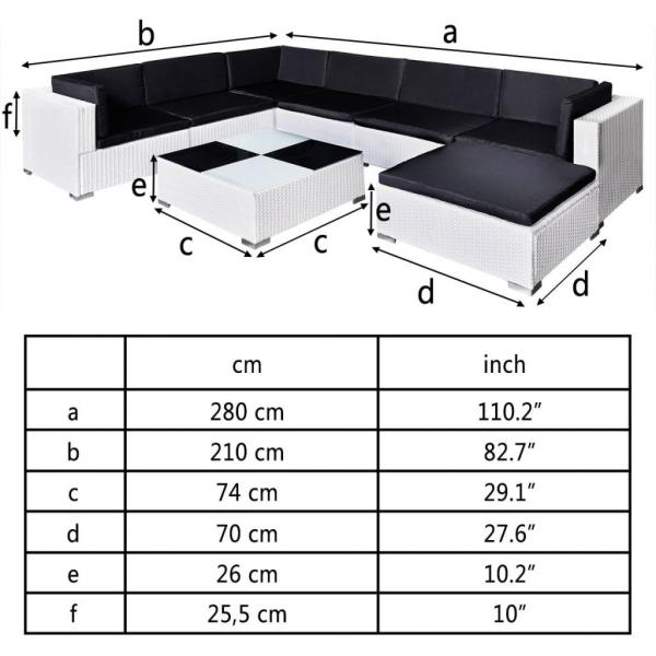 8-tlg. Garten-Lounge-Set mit Auflagen Poly Rattan Weiß