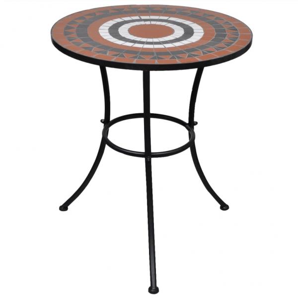 ARDEBO.de - Bistrotisch Terrakotta-Rot und Weiß 60 cm Mosaik