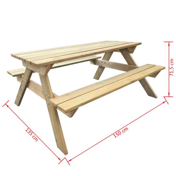 Picknicktisch 150x135x71,5 cm Holz