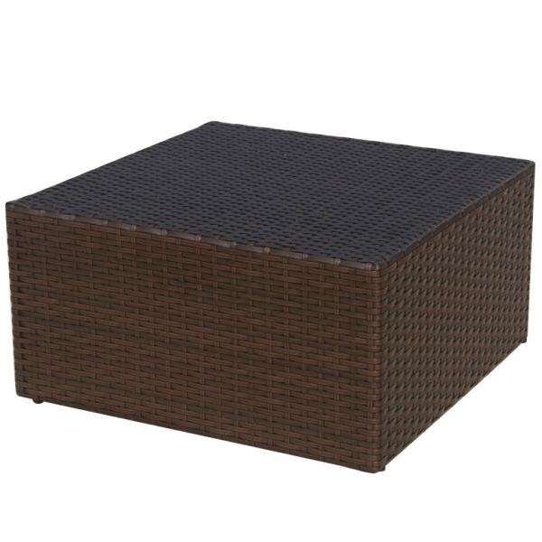 Gartensessel mit Fußhocker Poly Rattan Braun 