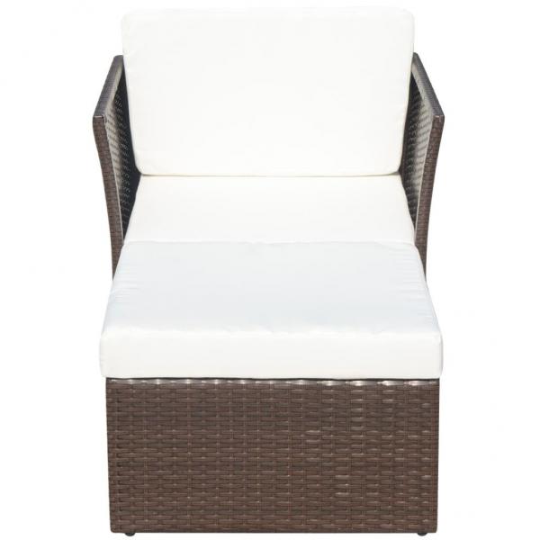 Gartensessel mit Fußhocker Poly Rattan Braun 