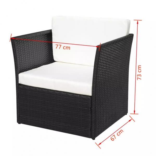 Gartensessel mit Fußhocker Poly Rattan Schwarz 