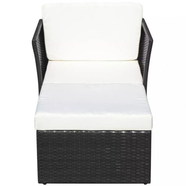 Gartensessel mit Fußhocker Poly Rattan Schwarz 