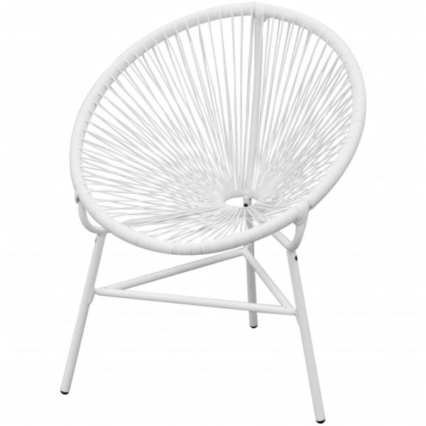 ARDEBO.de - Garten-Mondstuhl Poly Rattan Weiß